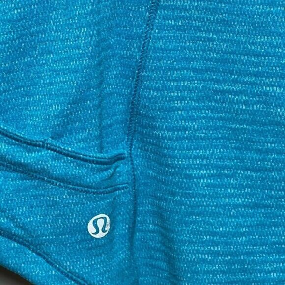 Lululemon base runner Mini Check Pique Surge Heathered Turquoise Pullover Sz 6 - Picture 11 of 16